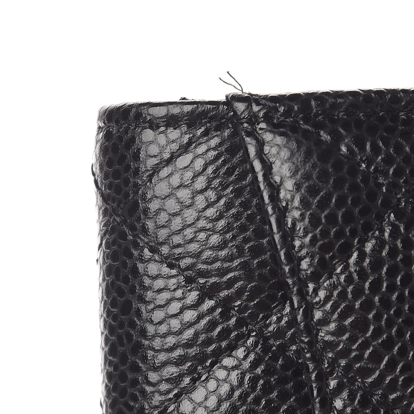 Caviar Quilted Flap Card Holder Wallet Black