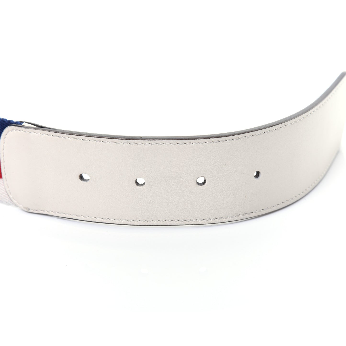Nylon Calfskin Sylvie Web Double G 40mm Belt 110 44 Mystic White Hibiscus Red Maritime