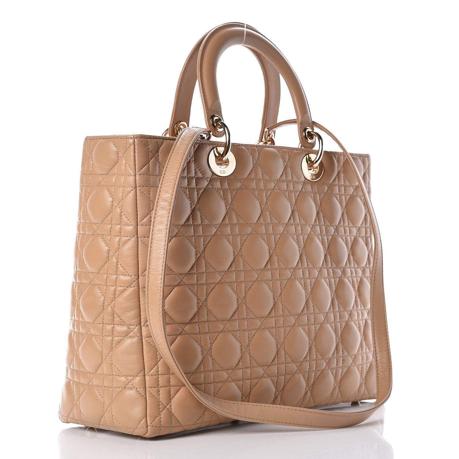 Christian Dior Lambskin Cannage Large Lady Dior Beige 4 of 16