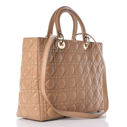 Christian Dior Lambskin Cannage Large Lady Dior Beige 4 of 16