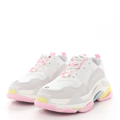 Balenciaga Fabric Mesh Multicolor Womens Triple S Sneakers 41 Yellow Pink Grey White 3 of 9