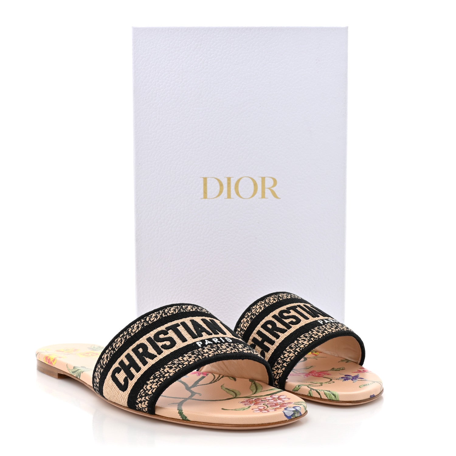 Christian Dior Straw Embroidered Petites Fleurs Dway Mules Slide Sandals 40 Multicolor 9 of 9