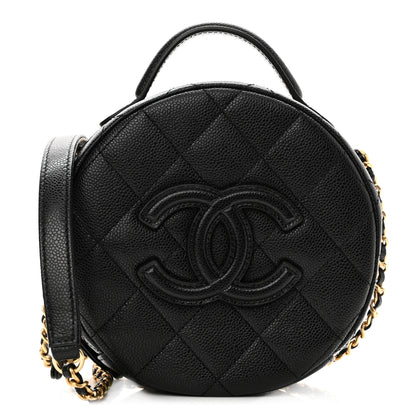 Chanel Caviar Quilted Small Round Vanity With Chain Black 1 of 11