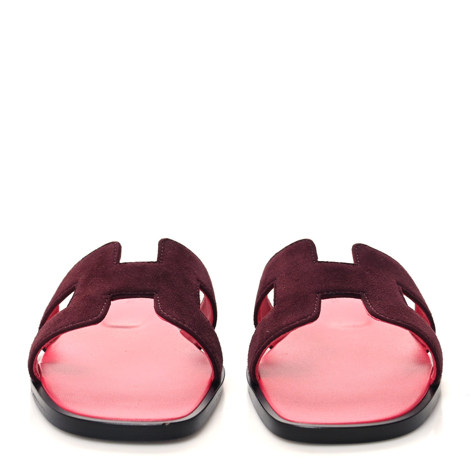 Hermes Suede Goatskin Oran Sandals 35.5 Rose Rouge Marsala 2 of 9