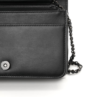 Chanel Aged Calfskin Chevron Quilted Gabrielle Wallet On Chain WOC Black 14 of 15