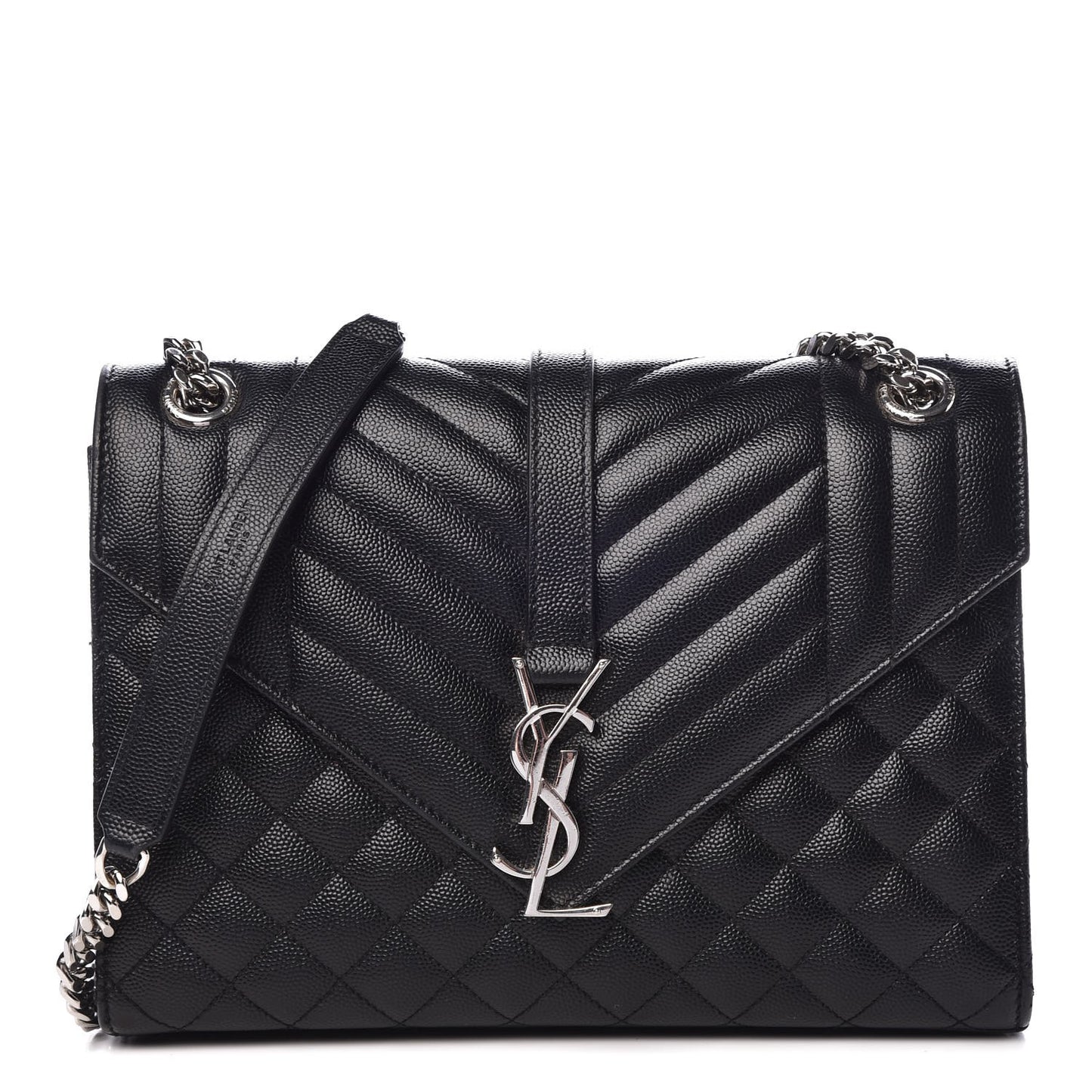 Grain De Poudre Textured Mixed Matelasse Triquilt Medium Monogram Satchel Black