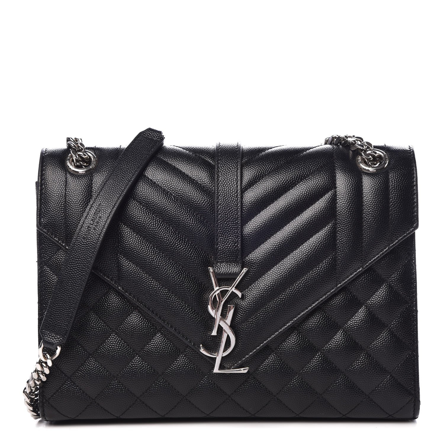 Saint Laurent Grain De Poudre Textured Mixed Matelasse Triquilt Medium Monogram Satchel Black 1 of 9