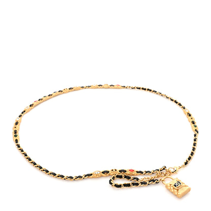 Chanel Lambskin Crystal Chain CC Fancy Belt 85 34 Black Gold Multicolor 2 of 4