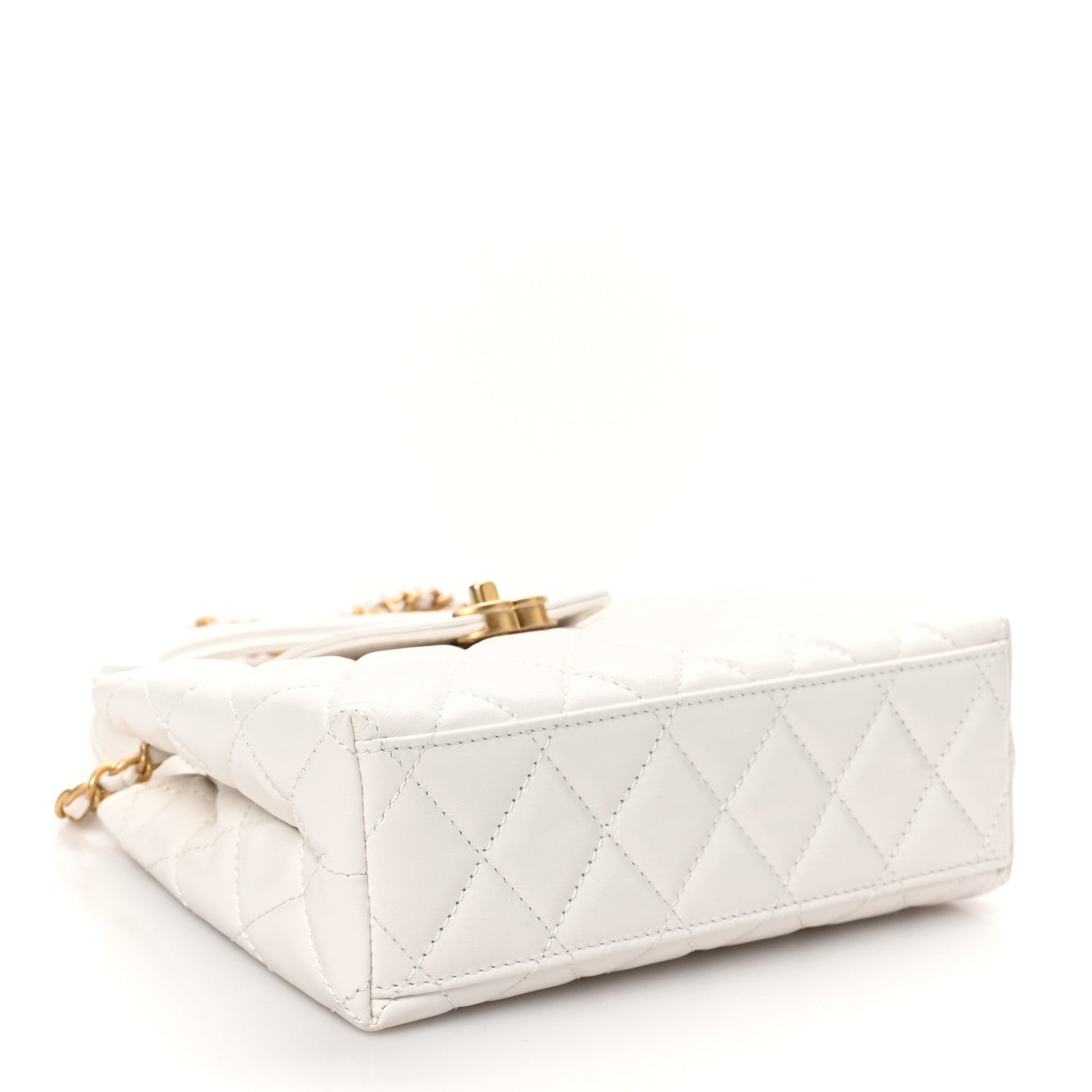 Chanel Shiny Aged Calfskin Quilted Nano Kelly Shopper White 4 of 10