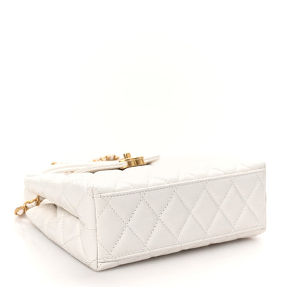 Chanel Shiny Aged Calfskin Quilted Nano Kelly Shopper White 4 of 10