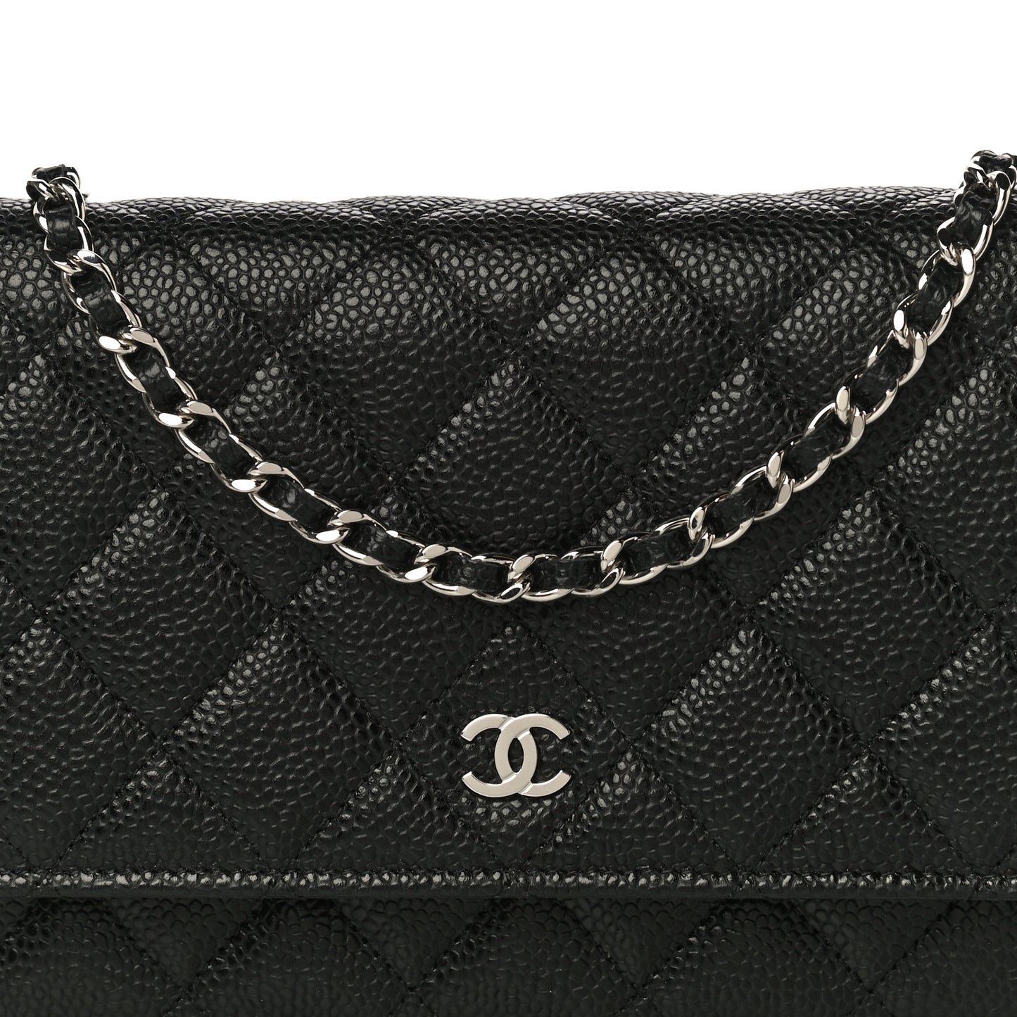 Caviar Quilted Wallet On Chain WOC Black