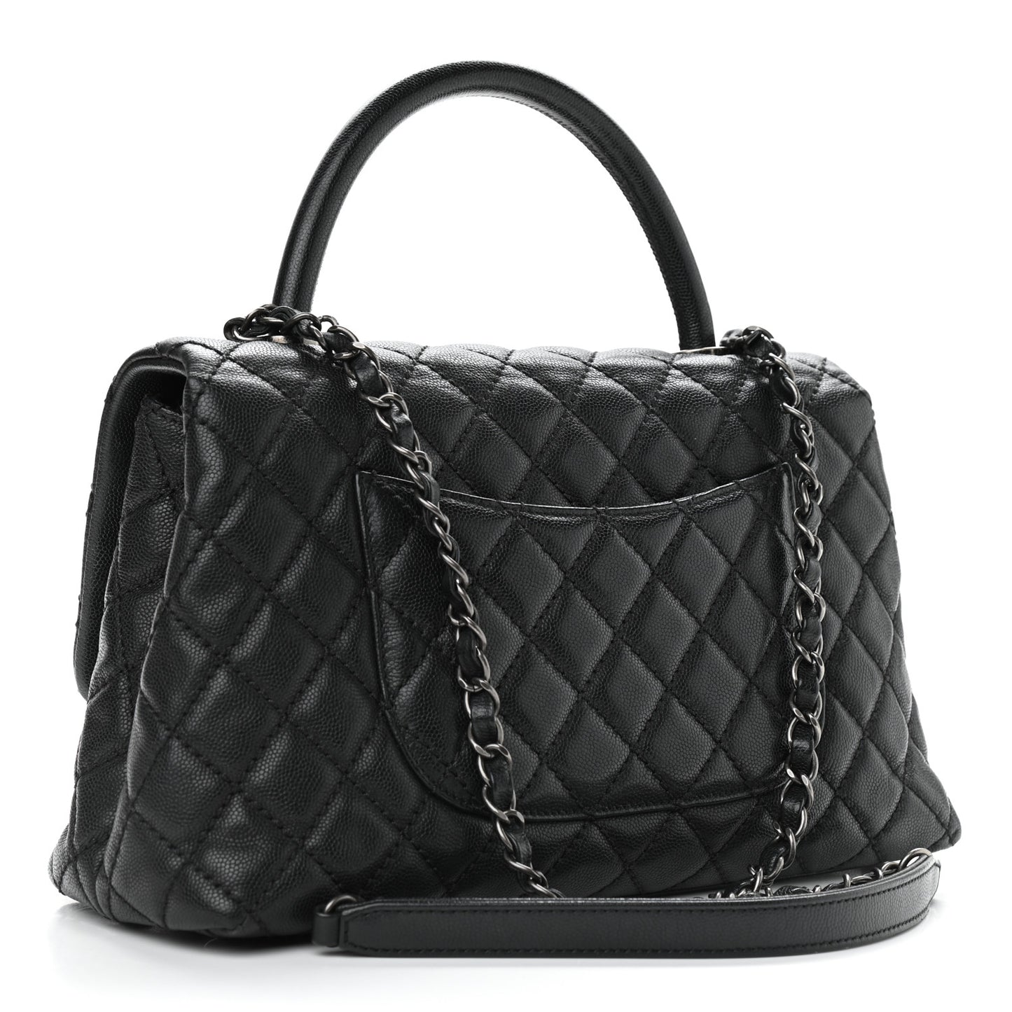 Caviar Quilted Small Coco Handle Flap Black