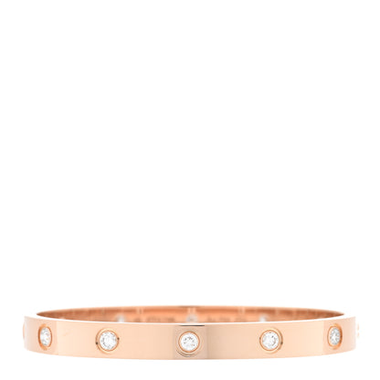 Cartier 18K Pink Gold 10 Diamond LOVE Bracelet 16 1 of 7