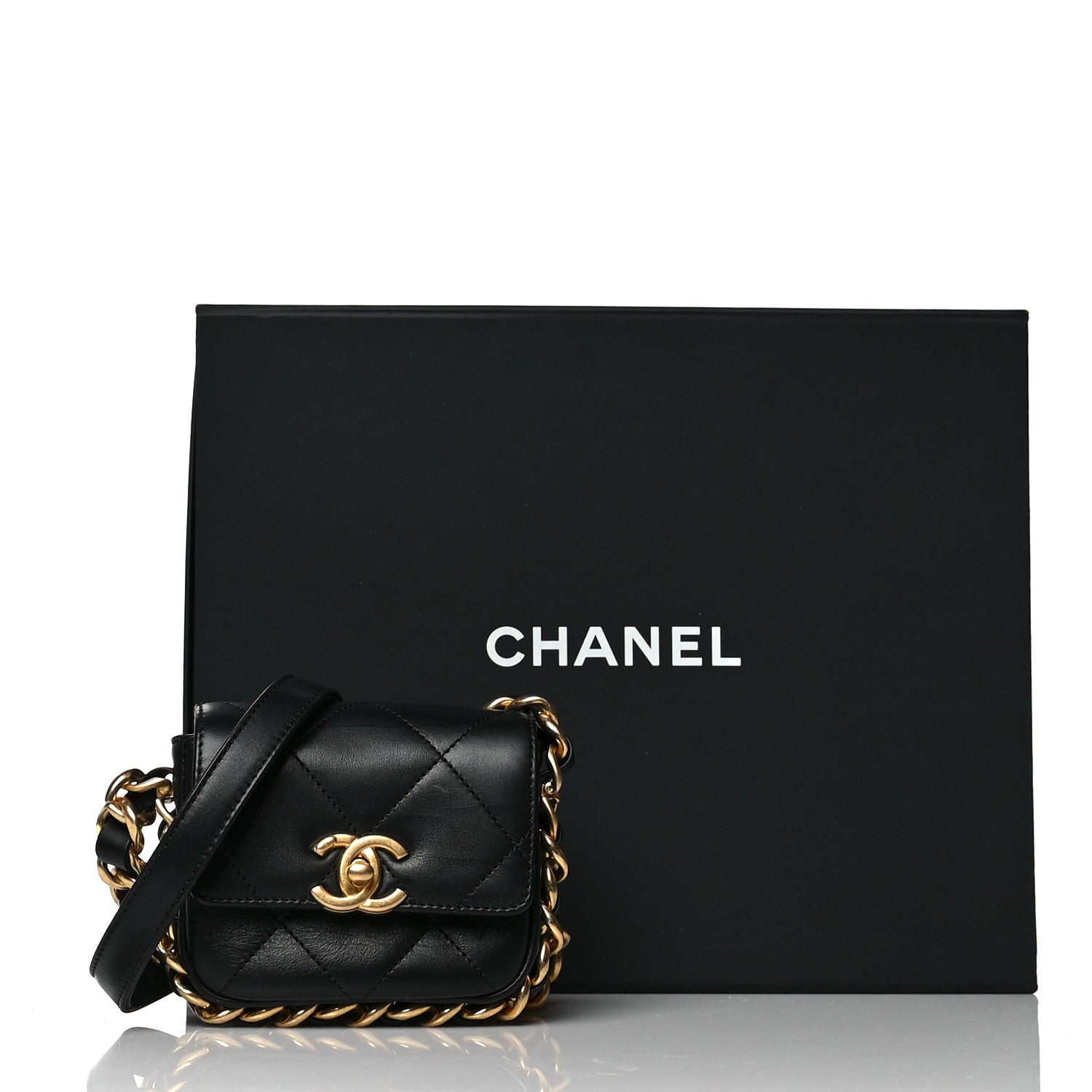Chanel Calfskin Quilted Mini Framing Chain Bag Black 10 of 10