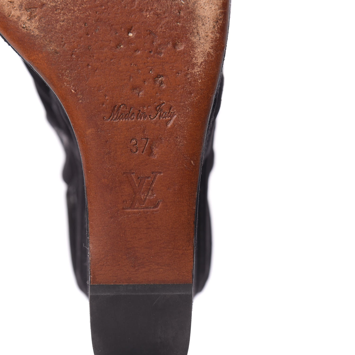 Louis Vuitton Suede Cutout Wedge Sandals 37 Black 7 of 8