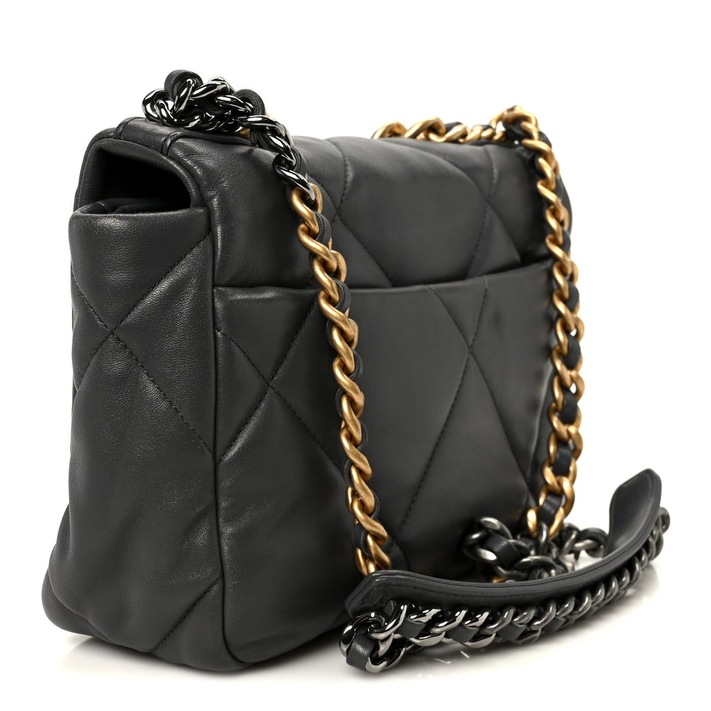 Lambskin Quilted Medium Chanel 19 Flap Dark Grey