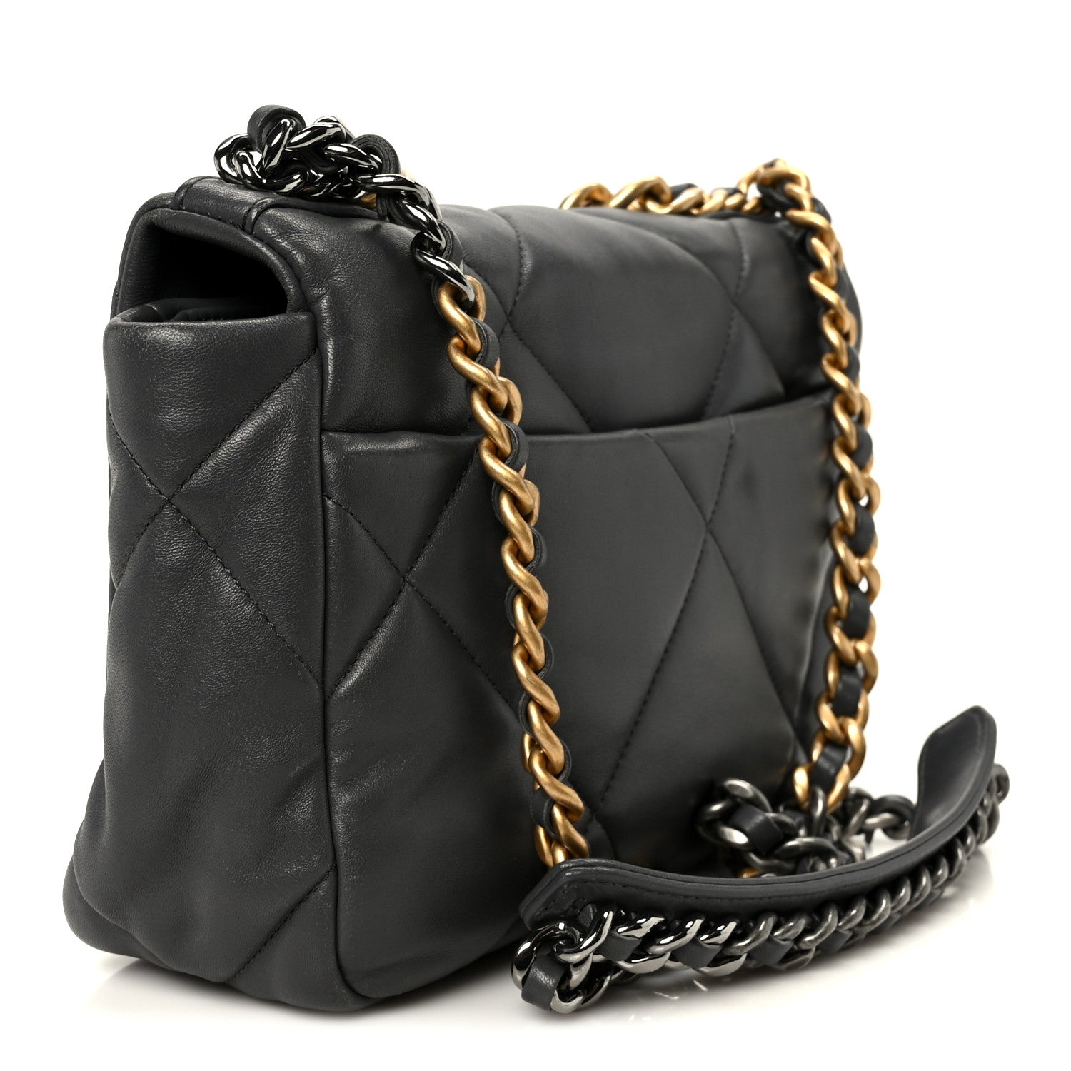 Chanel Lambskin Quilted Medium Chanel 19 Flap Dark Grey 3 of 10
