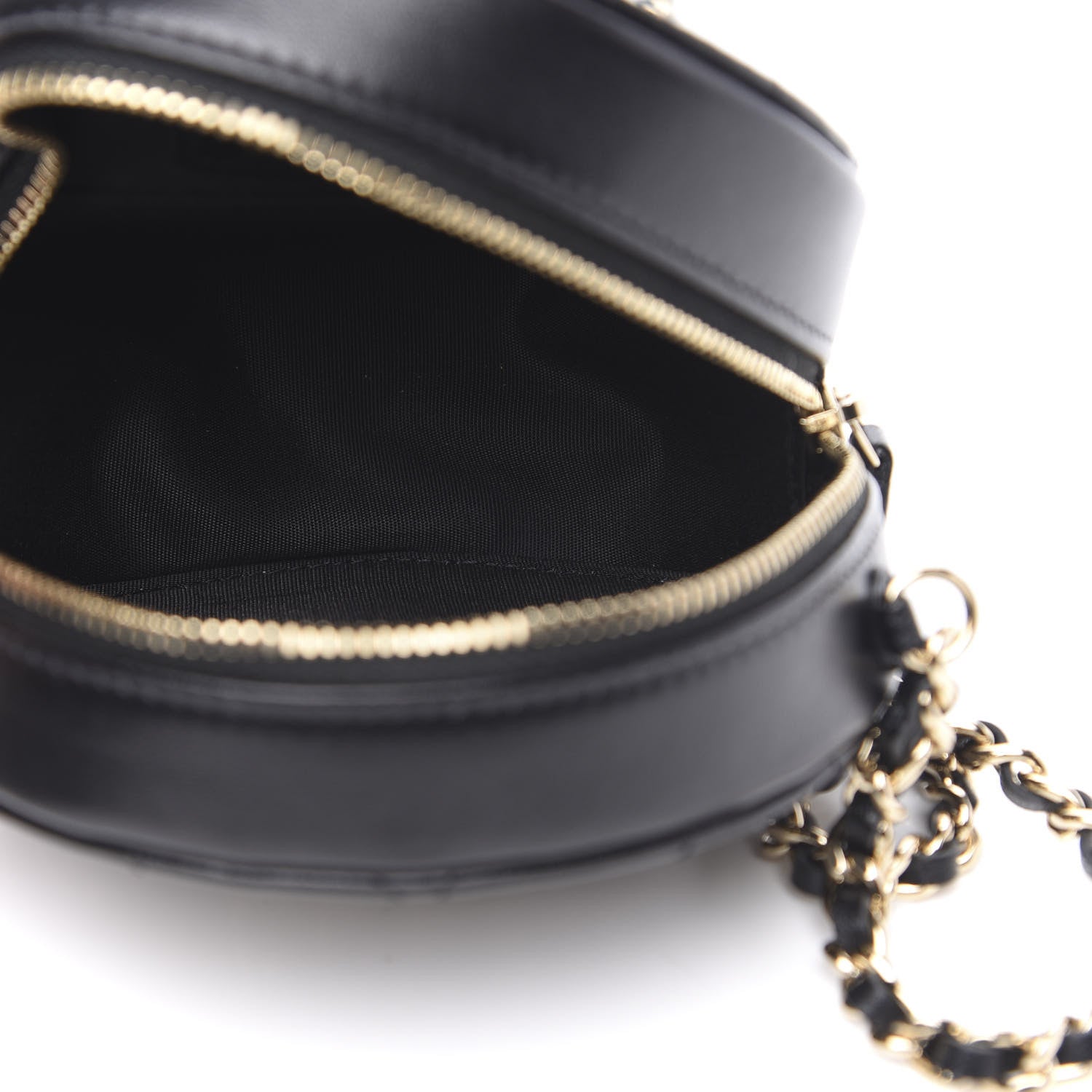 Chanel Lambskin Quilted Large CC Round Clutch With Chain Black 5 of 11