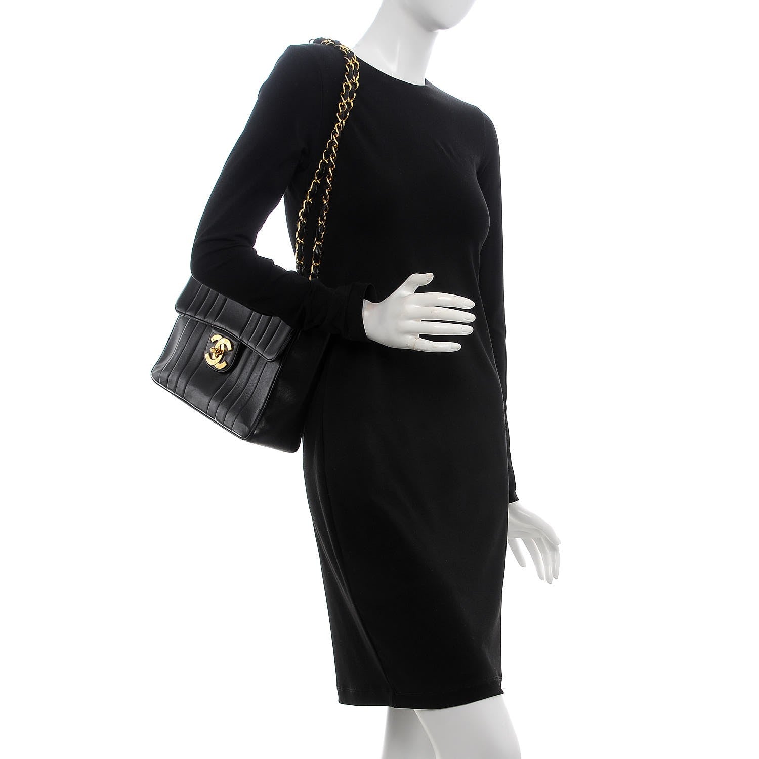 Chanel Lambskin Vertical Quilt Jumbo Single Flap Black 3 of 9