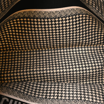 Christian Dior Canvas Houndstooth Embroidered Large Book Tote Black White 5 of 10