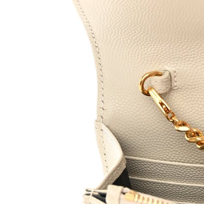 Saint Laurent Grain De Poudre Matelasse Chevron Monogram Envelope Chain Wallet Blanc Vintage 12 of 15