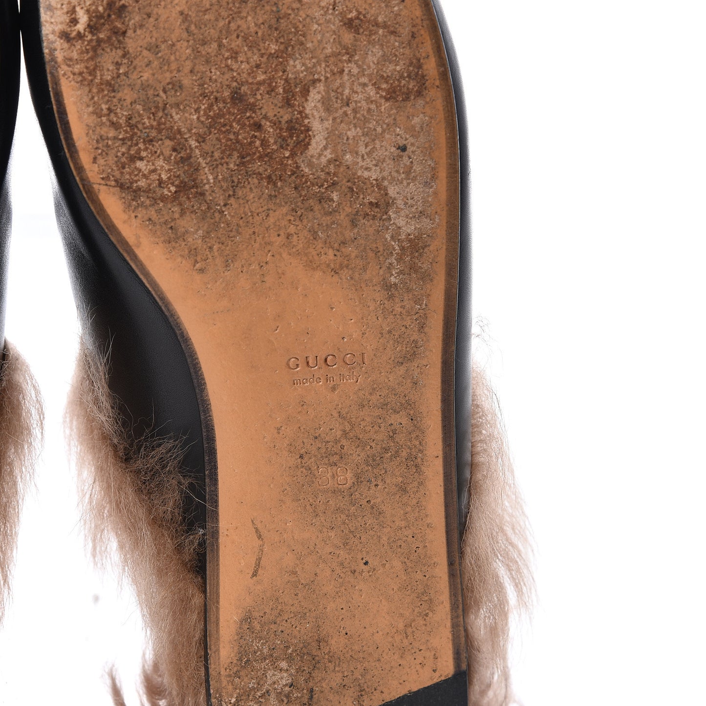 Calfskin Fur Womens Princetown Slippers 38 Black