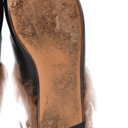 Gucci Calfskin Fur Womens Princetown Slippers 38 Black 6 of 8