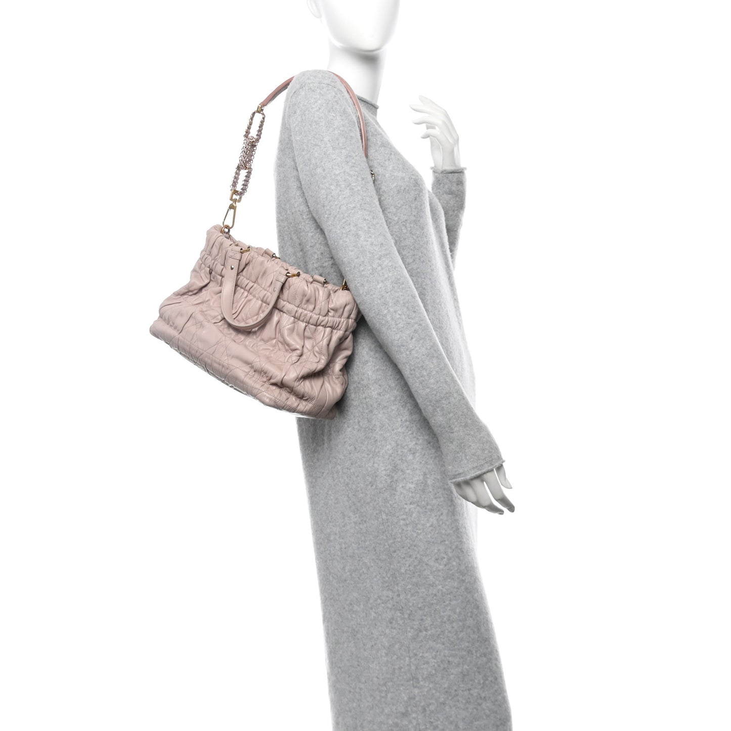 Gaufre Lambskin Cannage Delices Tote Poudre