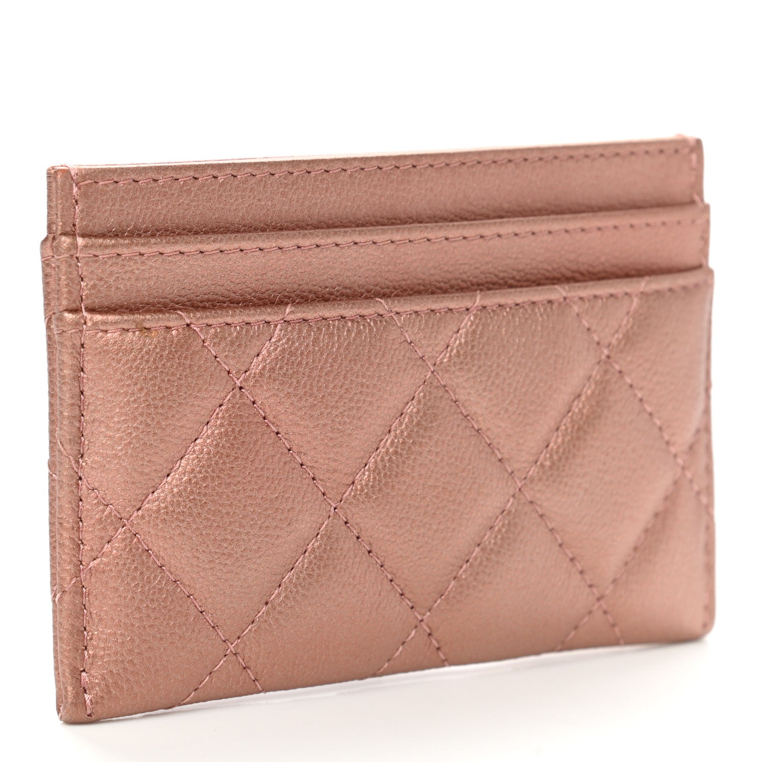 Chanel Metallic Caviar Quilted Reissue Card Holder Rose Gold 3 of 9