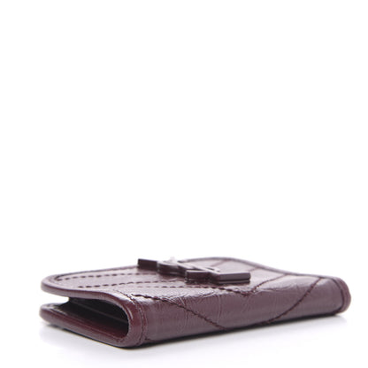 Saint Laurent Crinkled Calfskin Matelasse Monogram Niki Card Holder Rouge Legion 4 of 6