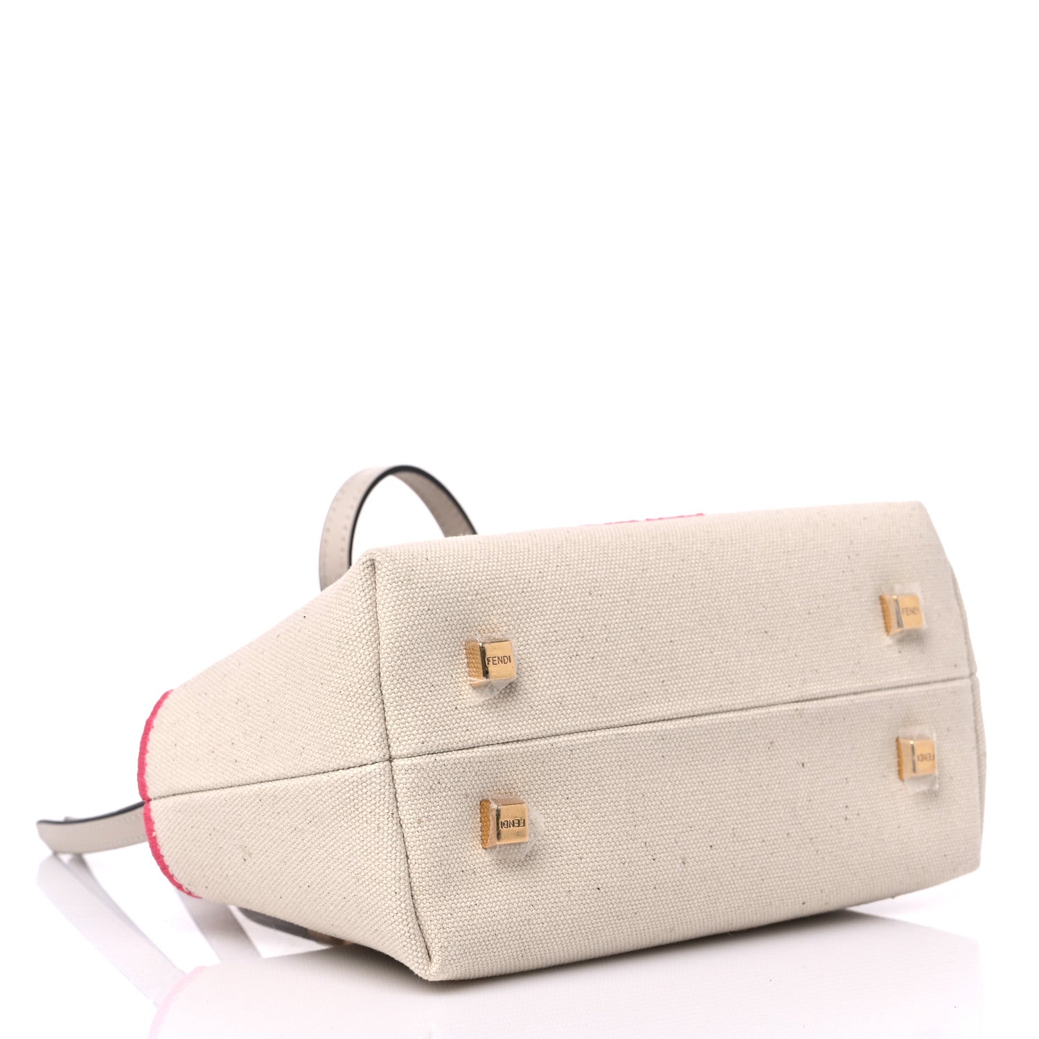 Fendi Canvas Vitello King Plexiglass Logo Embroidered Mini By The Way Top Handle Boston Bag Grezzo Pink Dalia 4 of 10