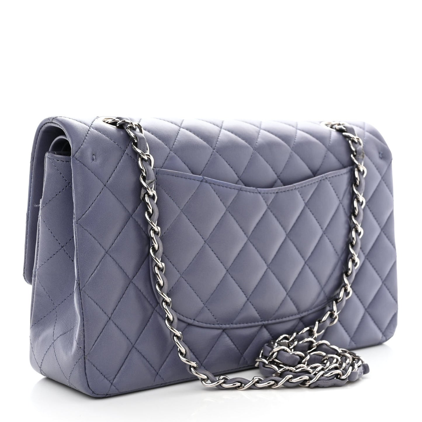 Lambskin Quilted Medium Double Flap Light Purple