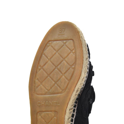 Chanel Suede Camellia CC Espadrilles 37 Black 19 of 26