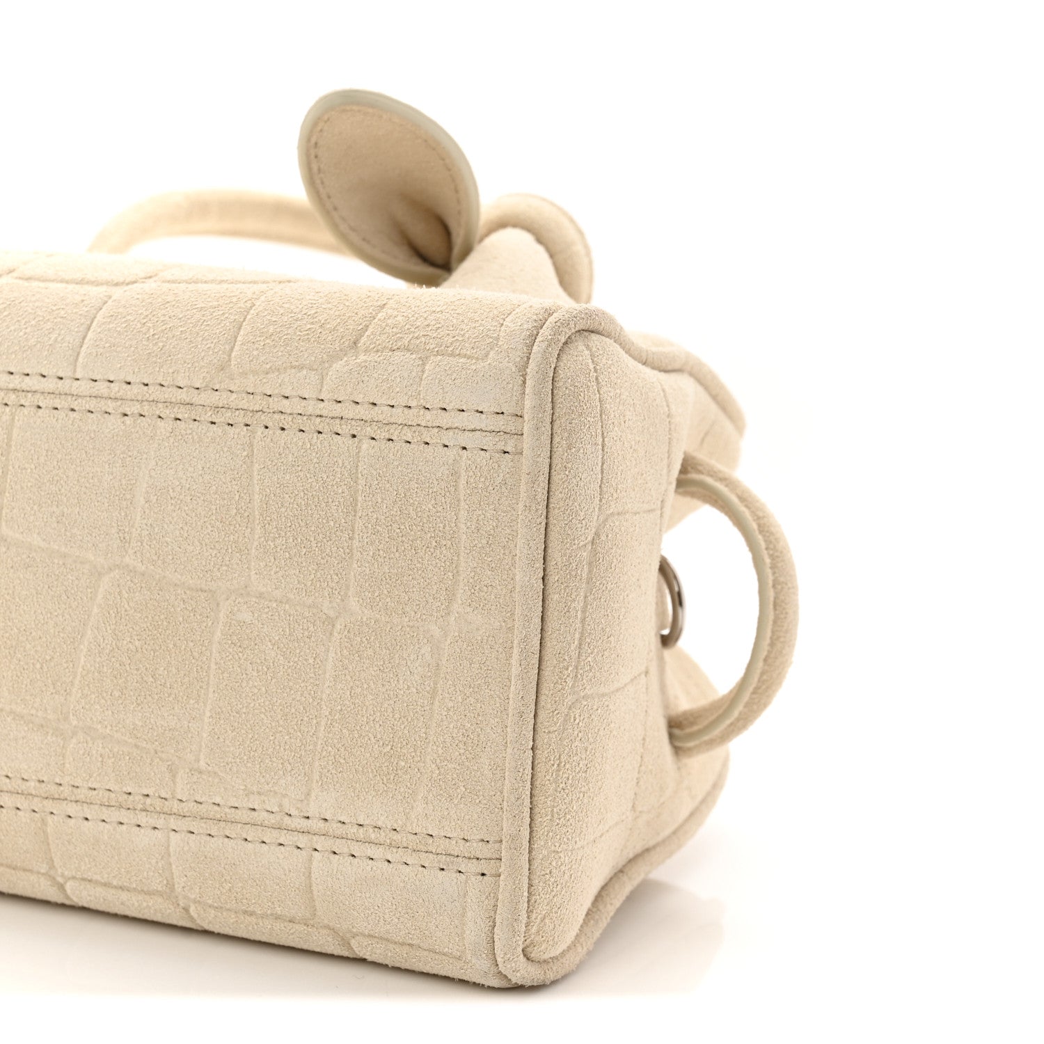 Jacquemus Suede Crocodile Embossed Le Petit Turismo Ivory 1805785