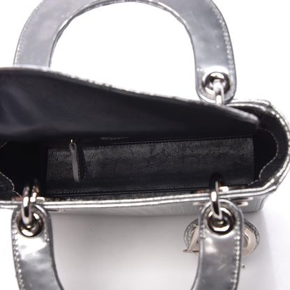 Christian Dior Metallic Patent Micro-Cannage Mini Lady Dior Silver 5 of 9