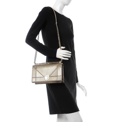 Christian Dior Metallic Patent Micro-Cannage Medium Diorama Flap Bag Gold 2 of 7