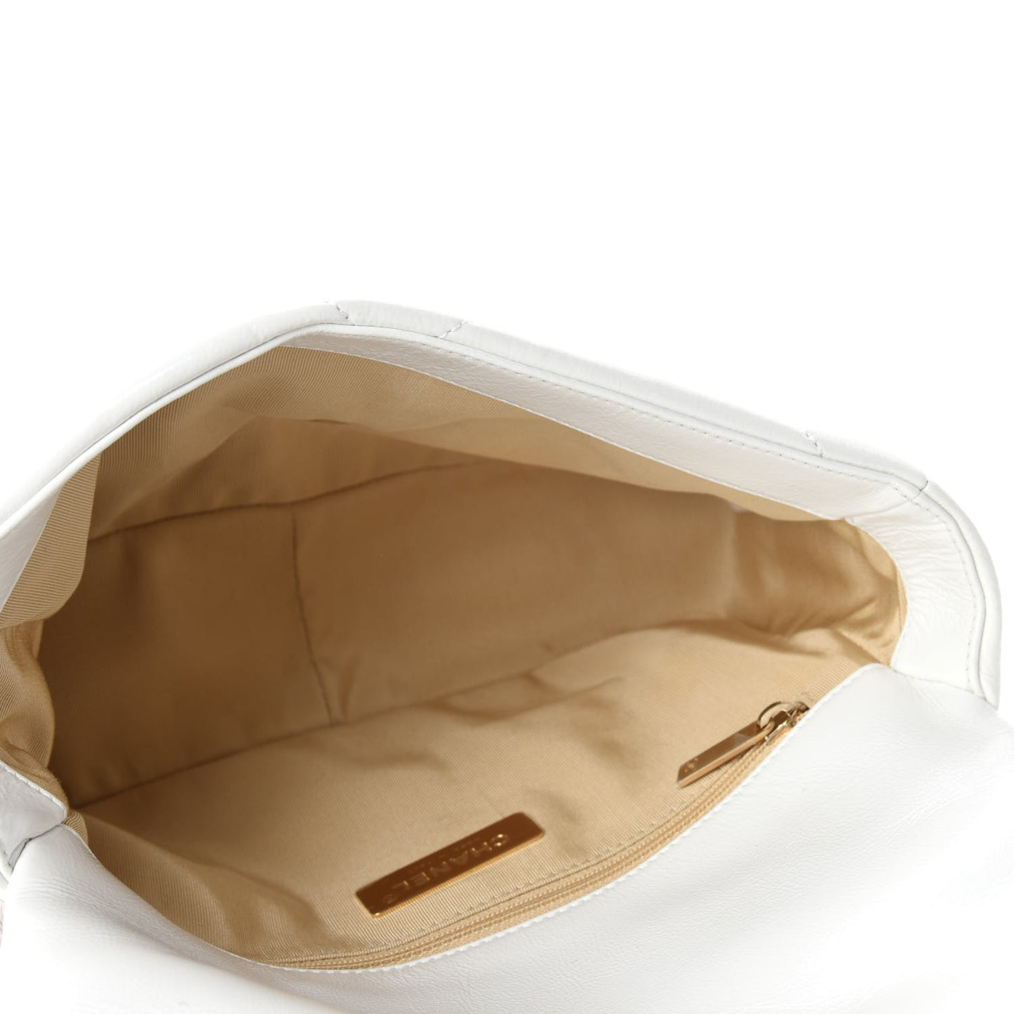 Shiny Crumpled Calfskin Quilted Medium Chanel 19 Flap White