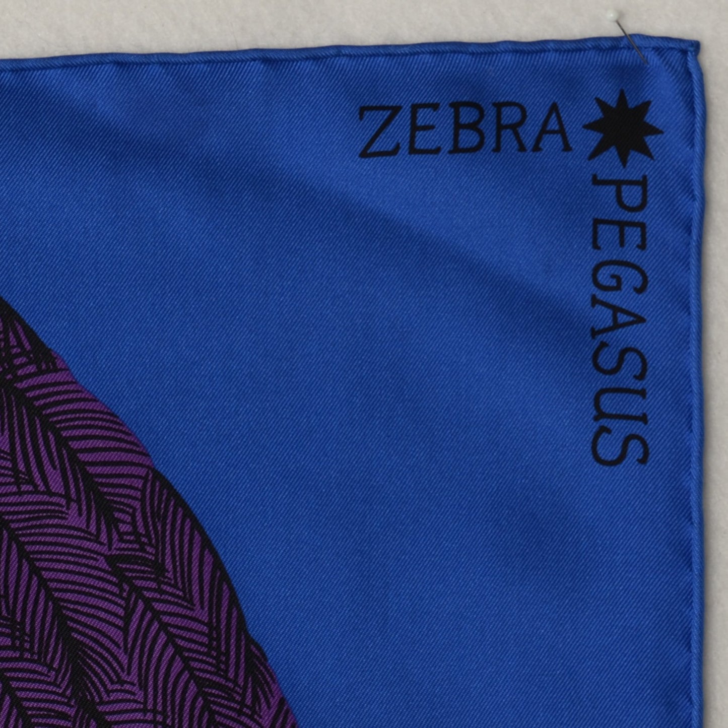 Silk Zebra Pegasus Scarf 90 Bleu Klein Violet Orange