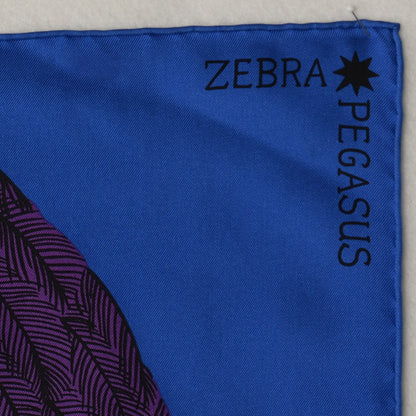 Hermes Silk Zebra Pegasus Scarf 90 Bleu Klein Violet Orange 3 of 7