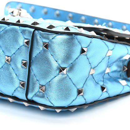 Valentino Garavani Metallic Nappa Small Rockstud Spike Shoulder Bag Cerulean 5 of 6