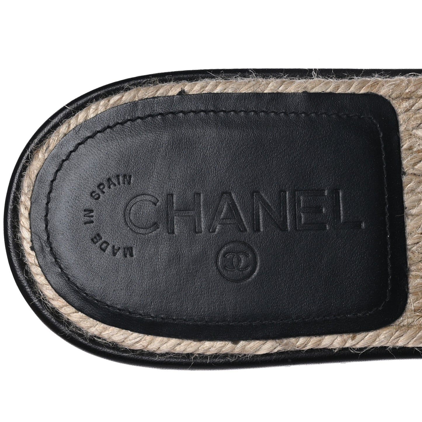 Lambskin Quilted CC Espadrille Slip On Sandals 40 Black