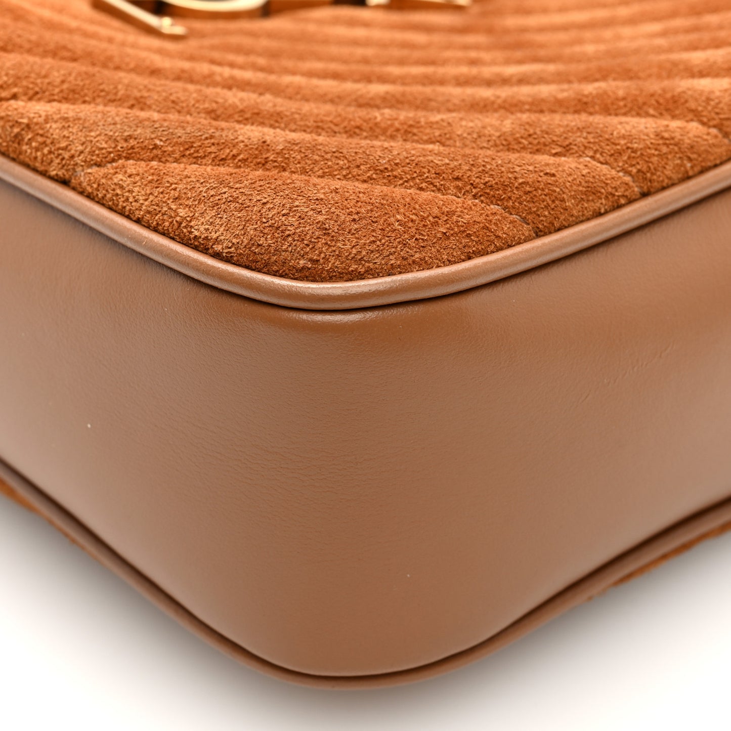 Suede Matelasse Monogram Lou Camera Bag Cinnamon