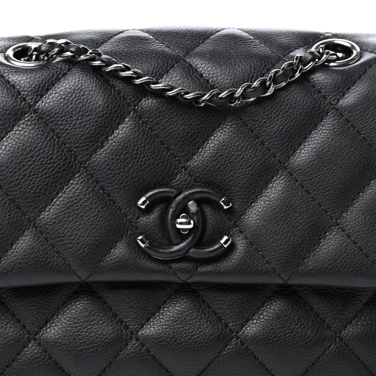 Chanel Calfskin Quilted Small Frame In Chain Flap Black 10 of 10
