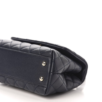 Chanel Caviar Quilted Mini Coco Handle Flap Navy Blue 9 of 10
