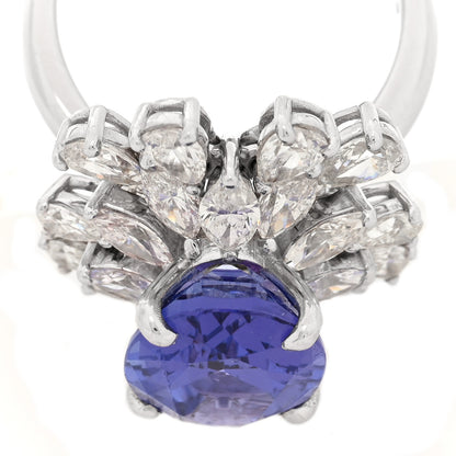 Parker & West by FASHIONPHILE 18K White Gold Diamond Tanzanite Oval Cocktail Ring 53 6.5 7 of 9