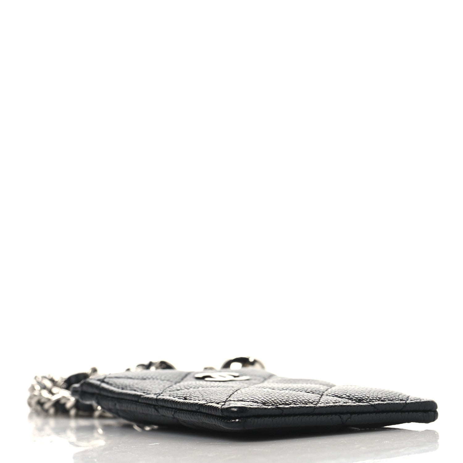 Chanel Caviar Quilted  Key Holder Card Holder On Chain Black 4 of 7