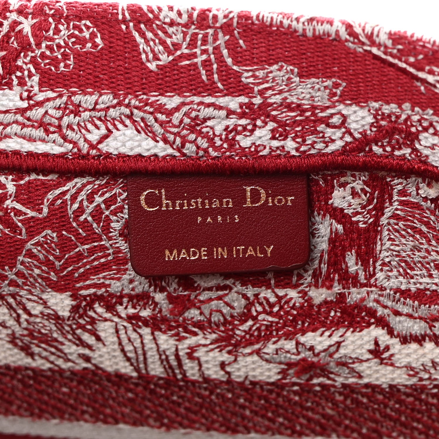 Christian Dior Canvas Embroidered Medium Dioriviera Toile De Jouy Book Tote Red White 6 of 14