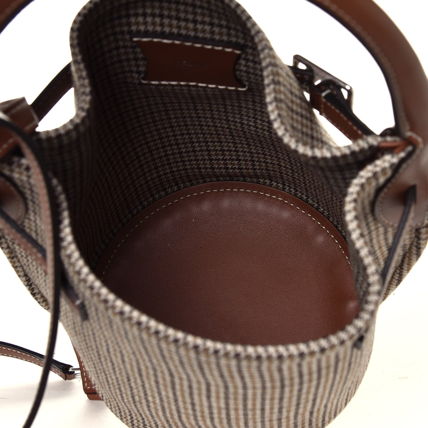 Celine Smooth Calfskin Tweed Nano Bucket Bag Tan 11 of 12