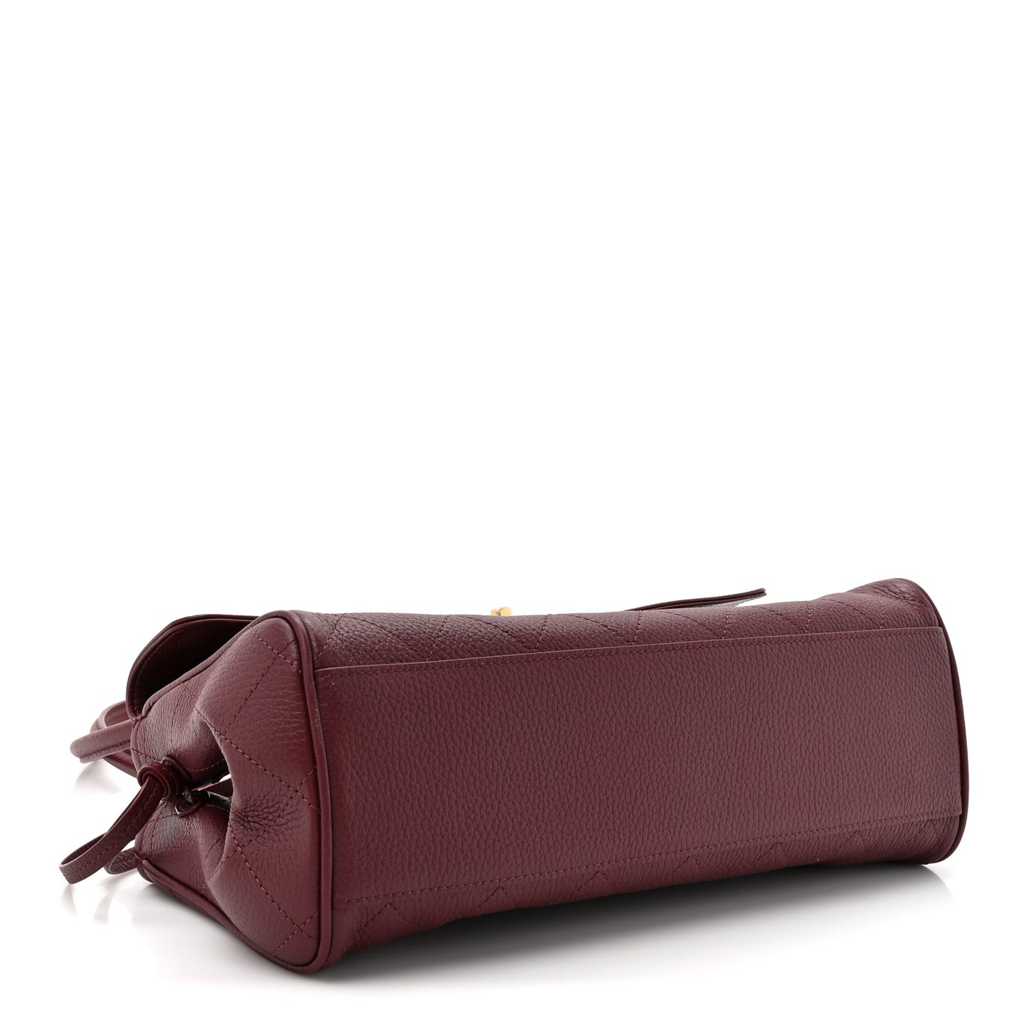 Grained Calfskin Stitched Urban Essentials Small Shopping Bag Burgundy