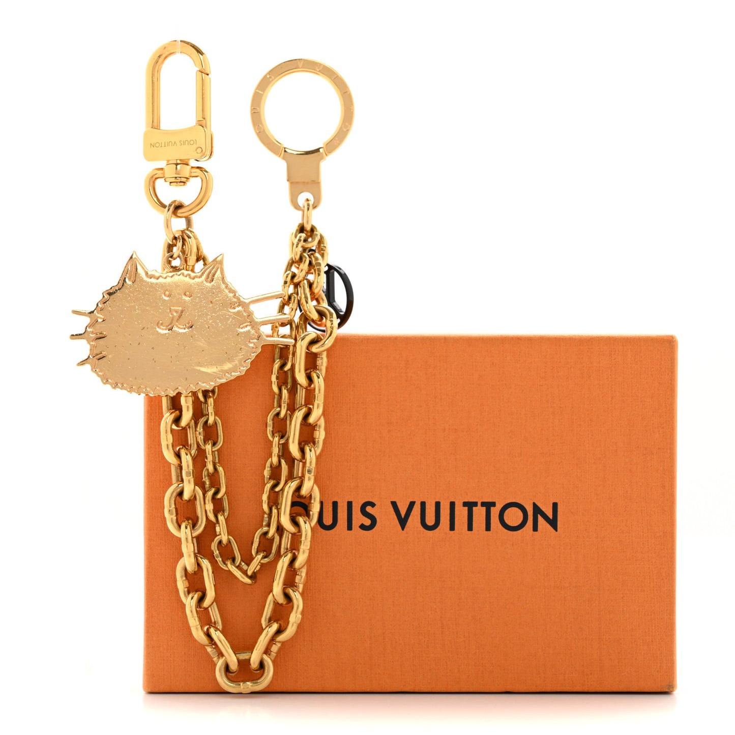 Catogram Cat Key Chain Bag Charm Gold Black